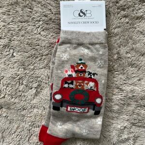 Christopher & Banks Red and Gray Festive Crew Socks